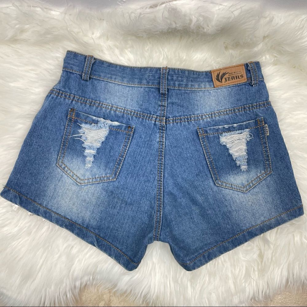 Jeans HT | embroidered  denim shorts 28 distressed blue daisy Dukes